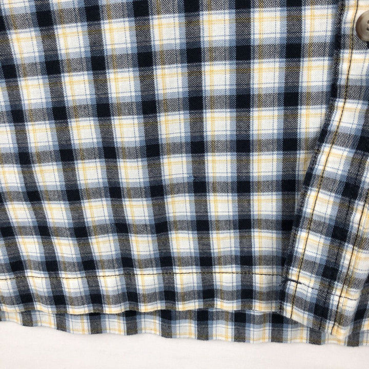 Dickies Check Pattern Short Sleeve Work Shirt Box Shirt Men's M Size cotton navy blue type Vintage Second Hand
