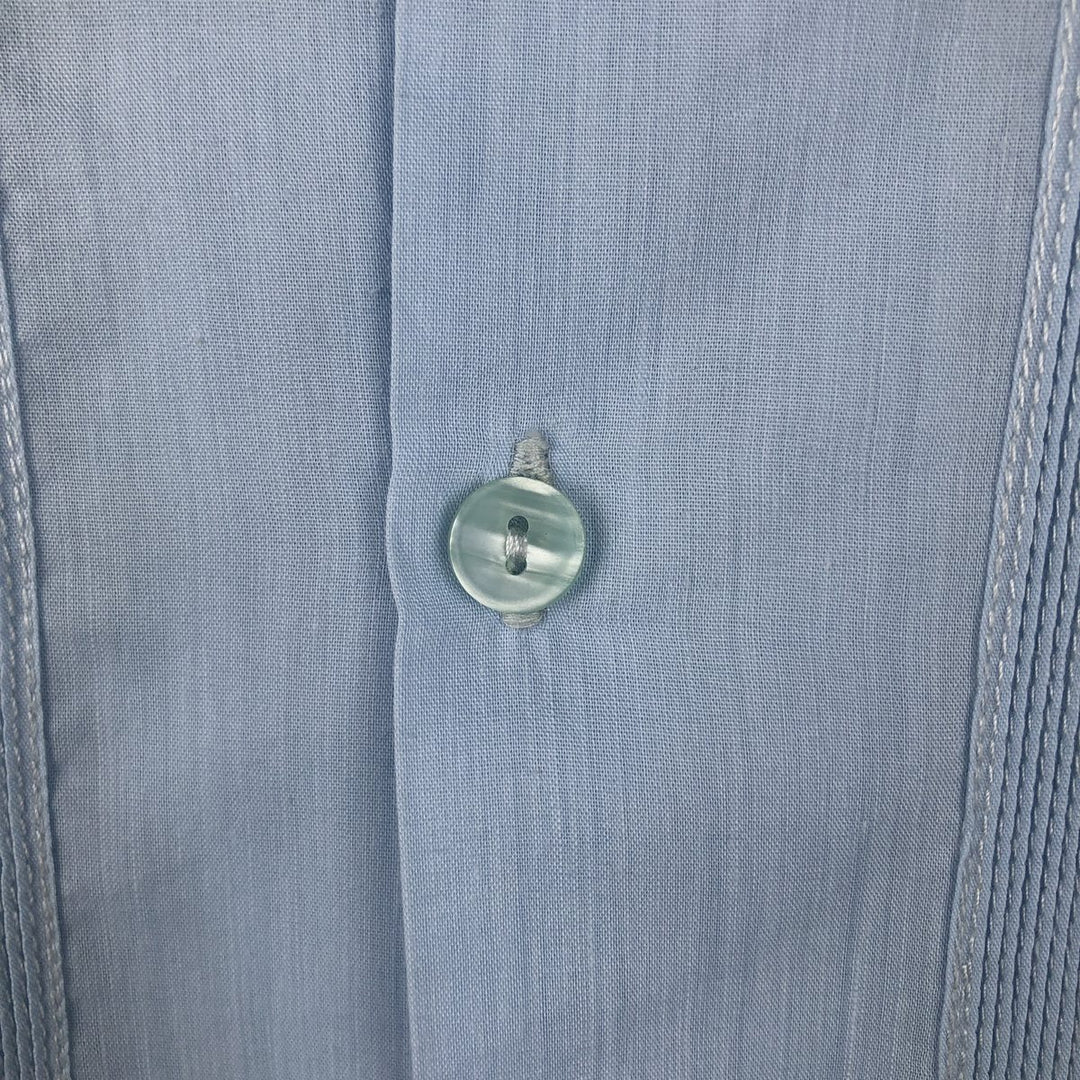 Guayateca Short-Sleeve Open-Collar Mexican Shirt, Cuban Shirt, Boxy Shirt, Men's Size XL polyester Blue type light blue Vintage Second Hand