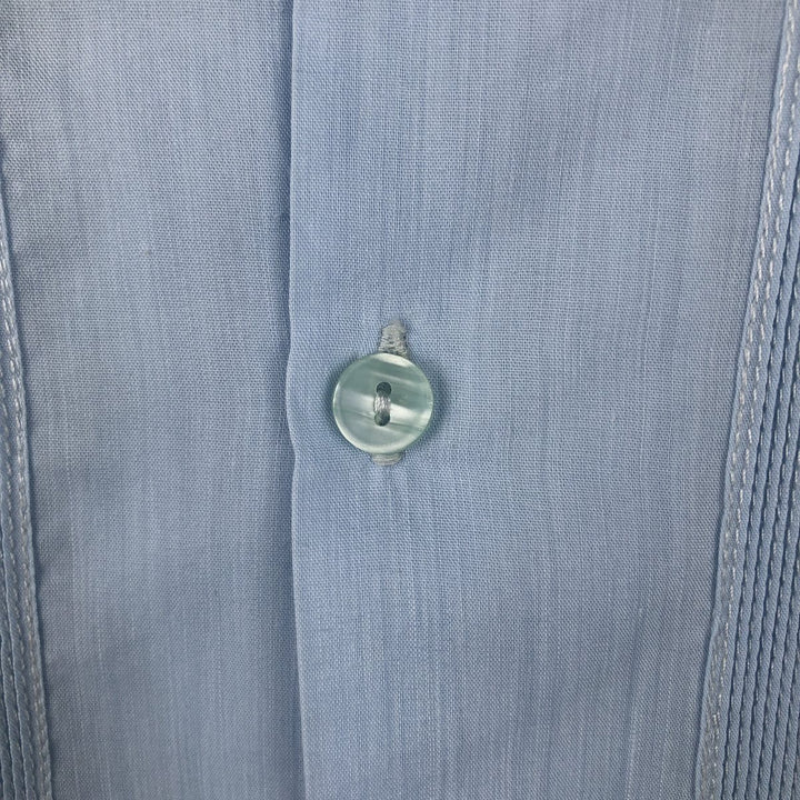 Guayateca Short-Sleeve Open-Collar Mexican Shirt, Cuban Shirt, Boxy Shirt, Men's Size XL polyester Blue type light blue Vintage Second Hand