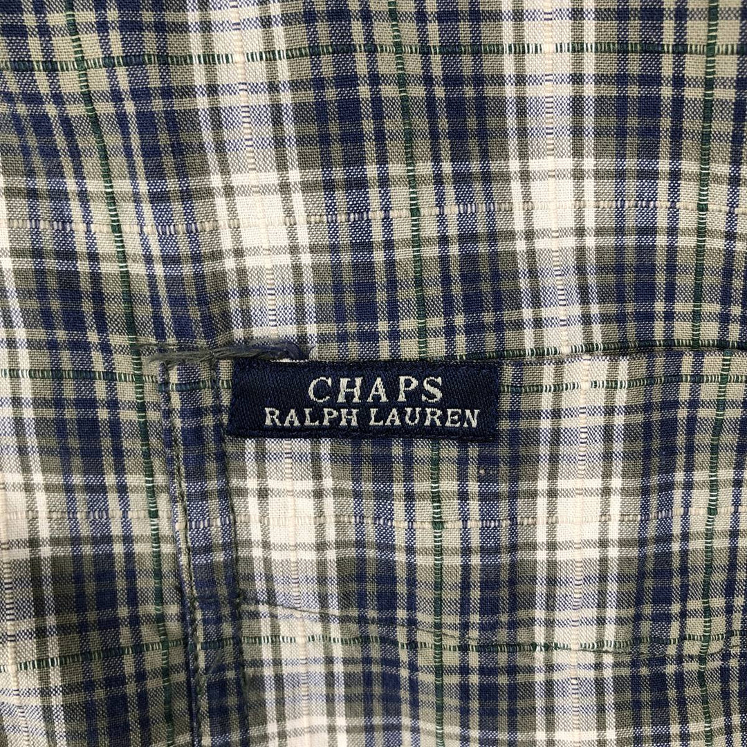 Ralph Lauren CHAPS short sleeve button down check shirt men's size L cotton green type Vintage Second Hand