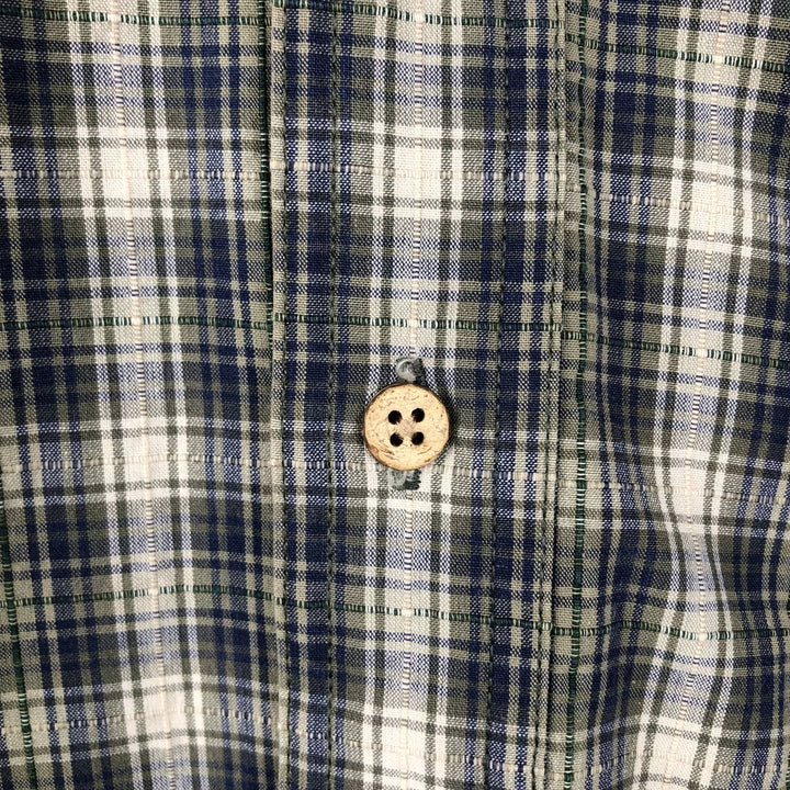 Ralph Lauren CHAPS short sleeve button down check shirt men's size L cotton green type Vintage Second Hand