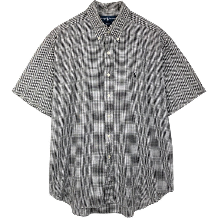 Ralph Lauren BLAKE short sleeve button down check shirt, men's size L cotton black type Vintage Second Hand