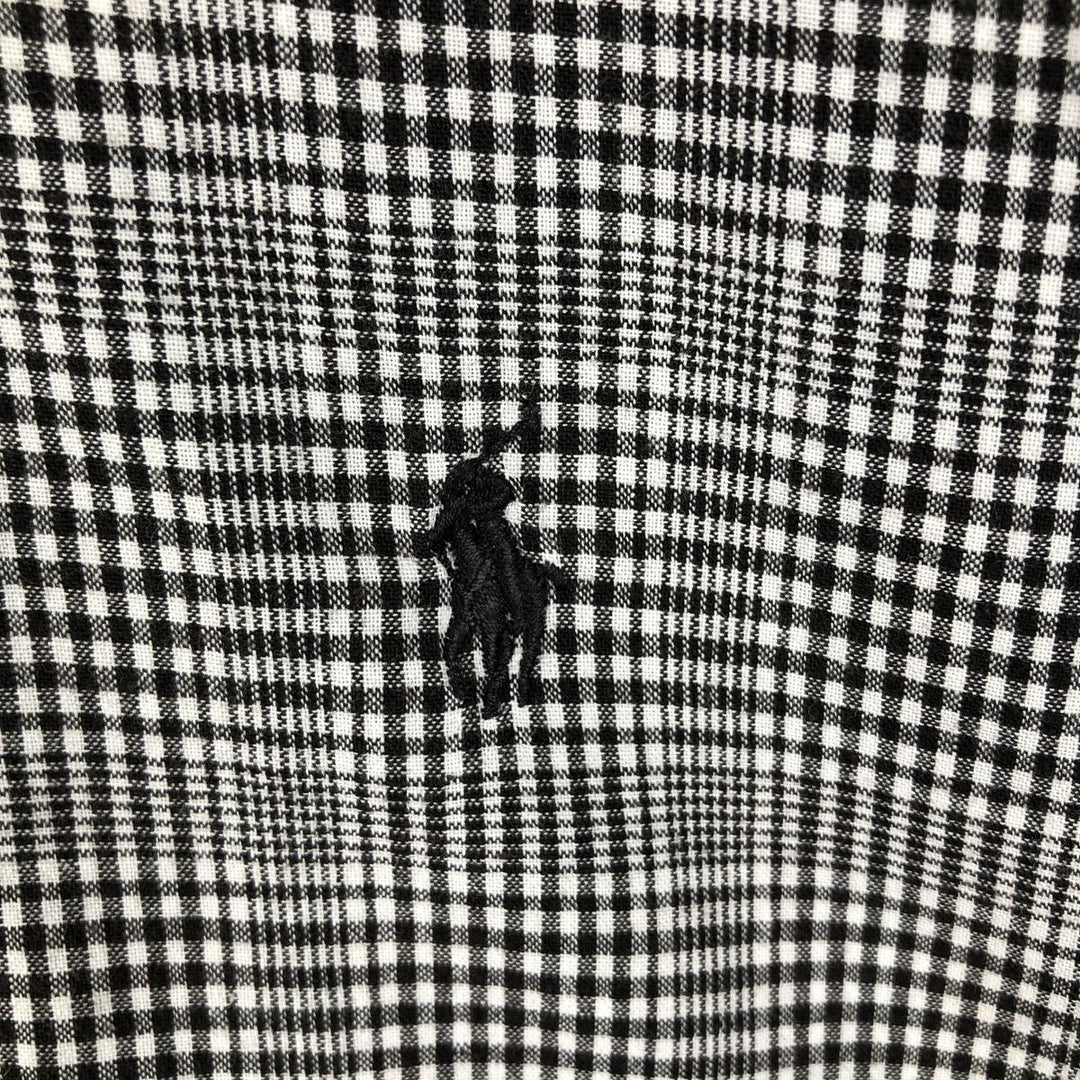 Ralph Lauren BLAKE short sleeve button down check shirt, men's size L cotton black type Vintage Second Hand