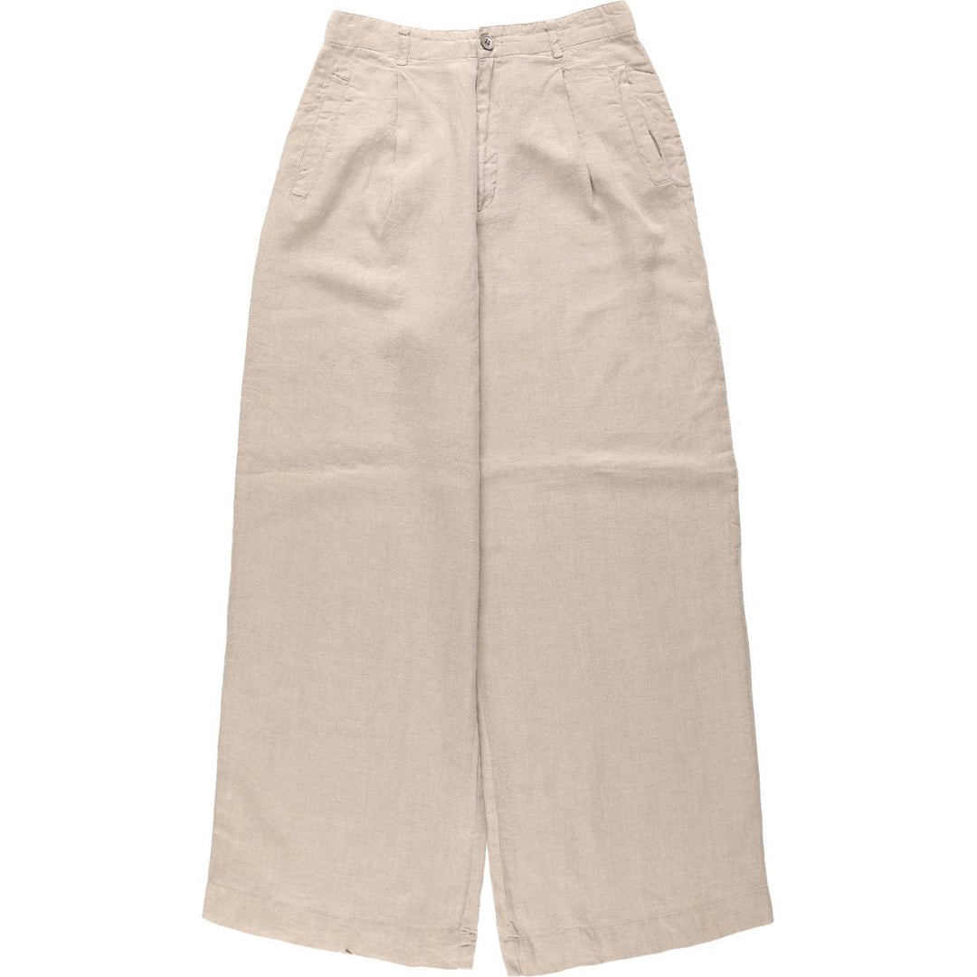 90'S GAP Old GAP One-Pleat Linen Pants Slacks Women's L (equivalent to W28) Vintage linen unbleached Vintage Second Hand