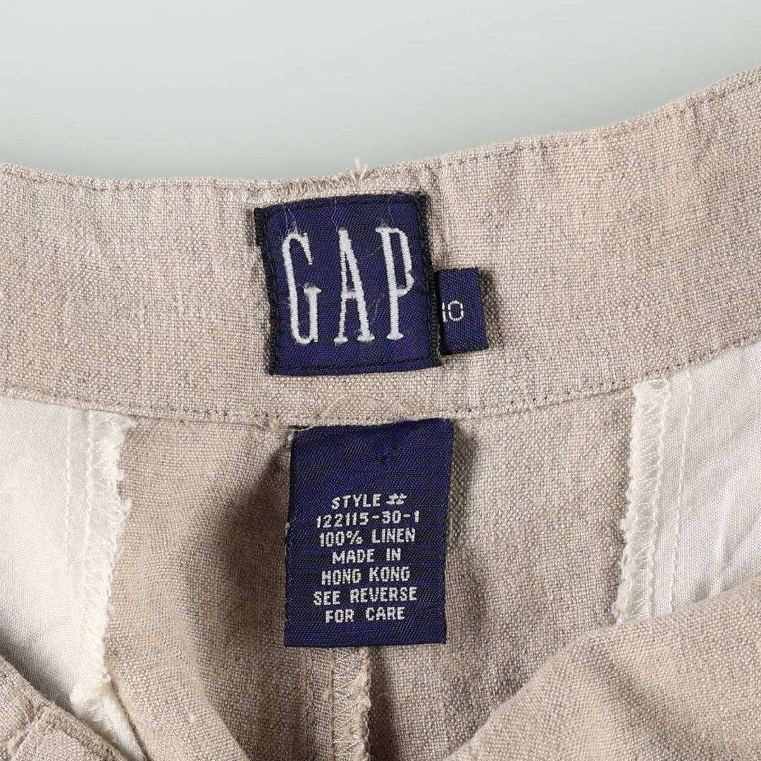 90'S GAP Old GAP One-Pleat Linen Pants Slacks Women's L (equivalent to W28) Vintage linen unbleached Vintage Second Hand