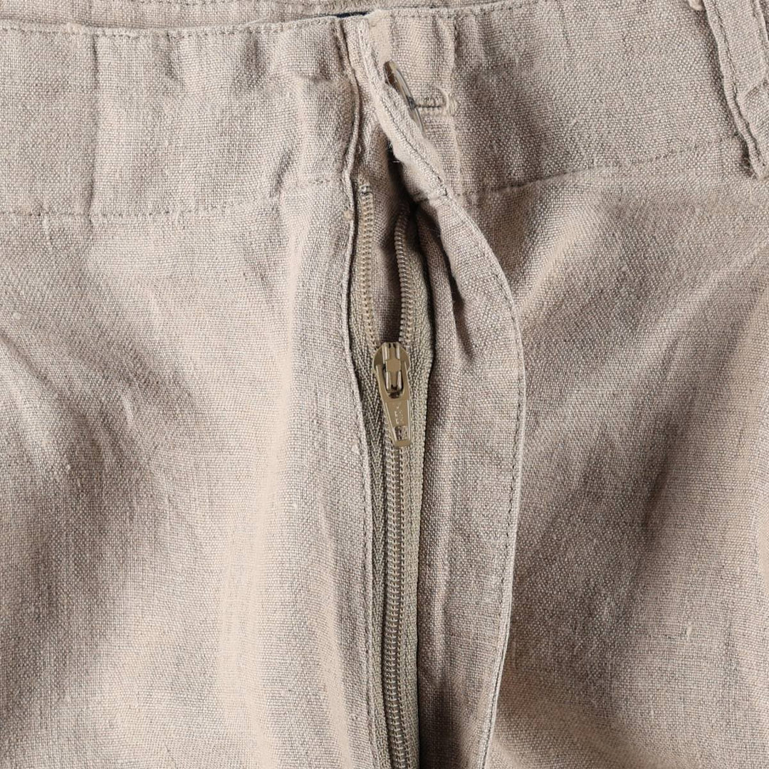 90'S GAP Old GAP One-Pleat Linen Pants Slacks Women's L (equivalent to W28) Vintage linen unbleached Vintage Second Hand
