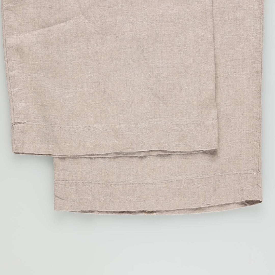 90'S GAP Old GAP One-Pleat Linen Pants Slacks Women's L (equivalent to W28) Vintage linen unbleached Vintage Second Hand