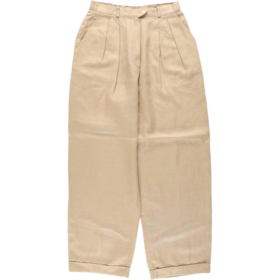 Ralph Lauren LAUREN Two-pleat Linen Pants/Slacks, Women's Size M (W26 equivalent) linen Beige type Vintage Second Hand