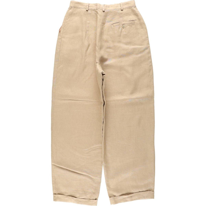 Ralph Lauren LAUREN Two-pleat Linen Pants/Slacks, Women's Size M (W26 equivalent) linen Beige type Vintage Second Hand