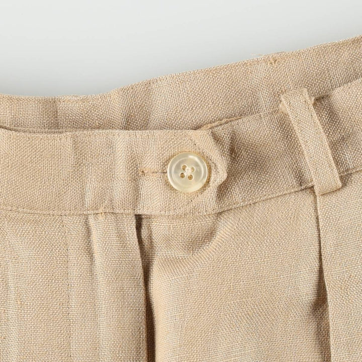 Ralph Lauren LAUREN Two-pleat Linen Pants/Slacks, Women's Size M (W26 equivalent) linen Beige type Vintage Second Hand