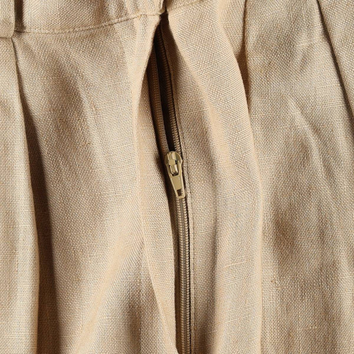 Ralph Lauren LAUREN Two-pleat Linen Pants/Slacks, Women's Size M (W26 equivalent) linen Beige type Vintage Second Hand