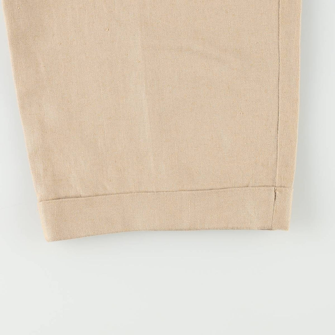 Ralph Lauren LAUREN Two-pleat Linen Pants/Slacks, Women's Size M (W26 equivalent) linen Beige type Vintage Second Hand