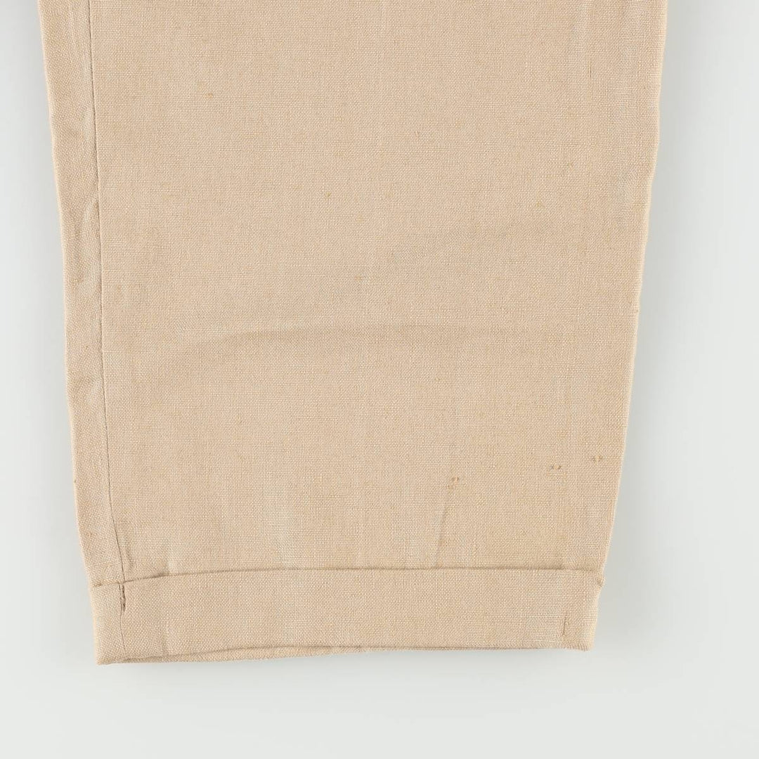 Ralph Lauren LAUREN Two-pleat Linen Pants/Slacks, Women's Size M (W26 equivalent) linen Beige type Vintage Second Hand