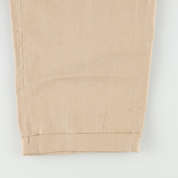 Ralph Lauren LAUREN Two-pleat Linen Pants/Slacks, Women's Size M (W26 equivalent) linen Beige type Vintage Second Hand