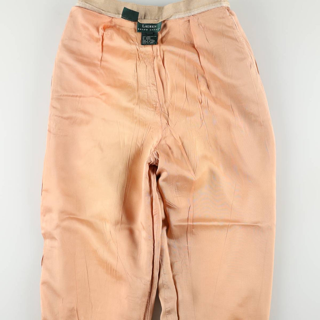 Ralph Lauren LAUREN Two-pleat Linen Pants/Slacks, Women's Size M (W26 equivalent) linen Beige type Vintage Second Hand
