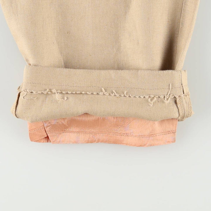 Ralph Lauren LAUREN Two-pleat Linen Pants/Slacks, Women's Size M (W26 equivalent) linen Beige type Vintage Second Hand