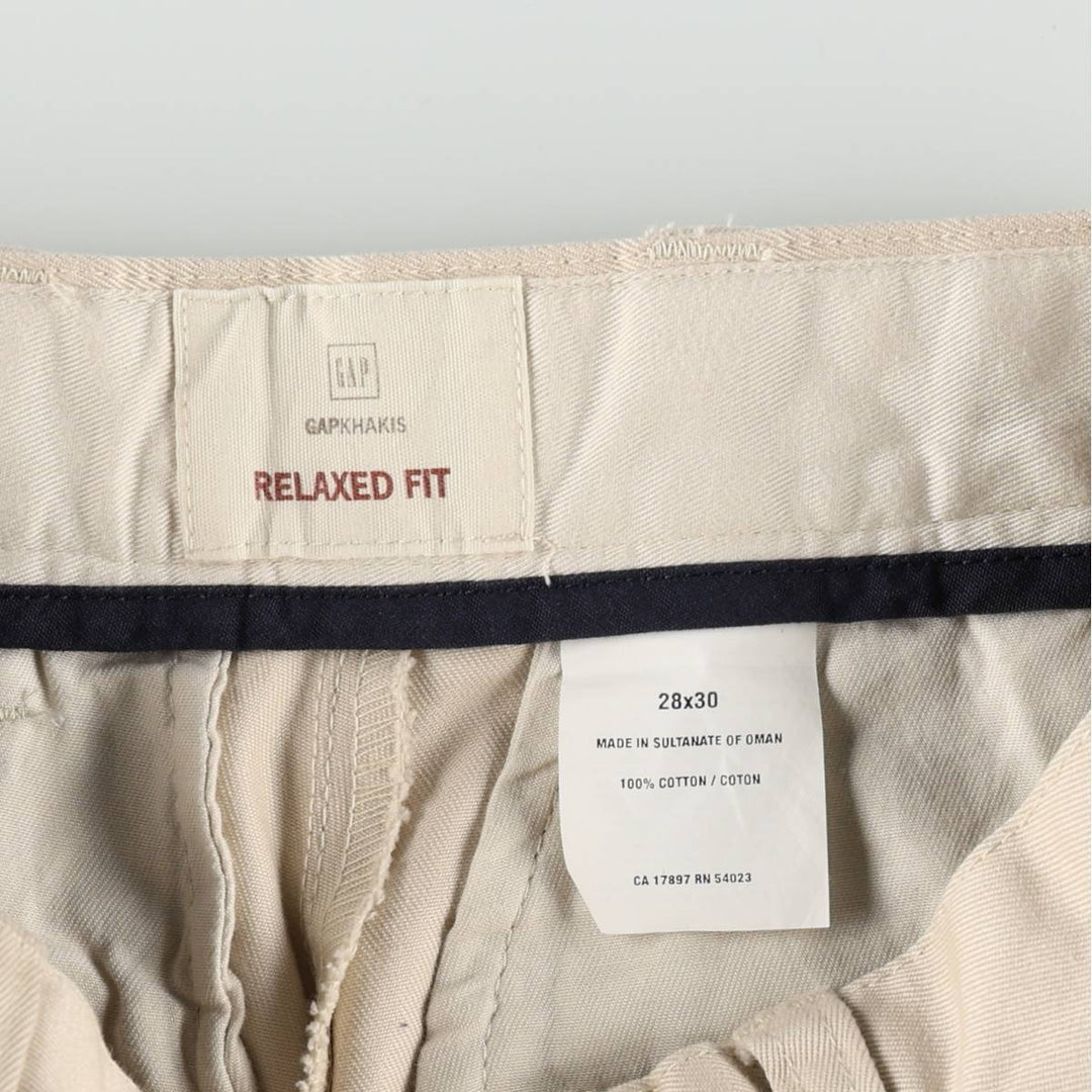 GAP KHAKIS RELAXED FIT Two-Pleat Chino Pants, Women's Size L (equivalent to W28) cotton Beige type Vintage Second Hand