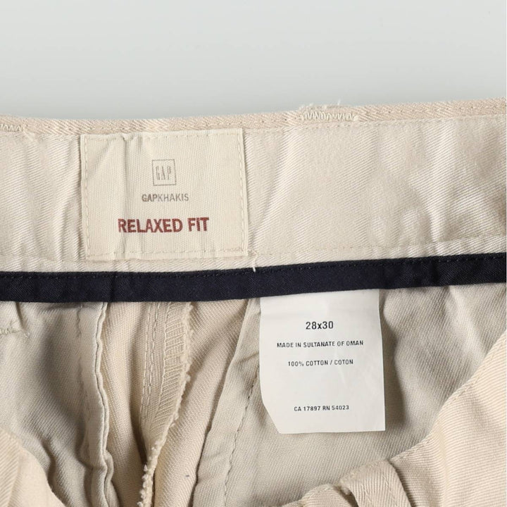 GAP KHAKIS RELAXED FIT Two-Pleat Chino Pants, Women's Size L (equivalent to W28) cotton Beige type Vintage Second Hand