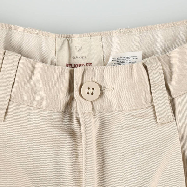 GAP KHAKIS RELAXED FIT Two-Pleat Chino Pants, Women's Size L (equivalent to W28) cotton Beige type Vintage Second Hand