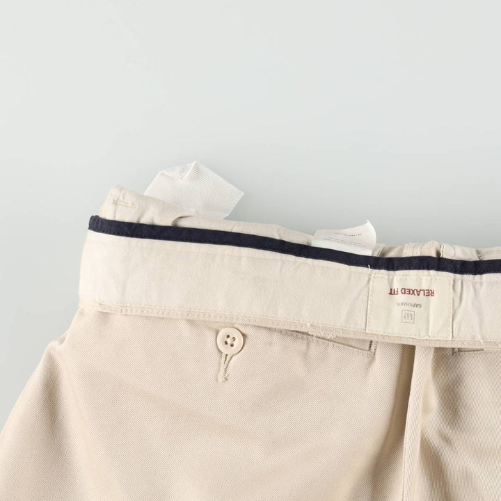 GAP KHAKIS RELAXED FIT Two-Pleat Chino Pants, Women's Size L (equivalent to W28) cotton Beige type Vintage Second Hand