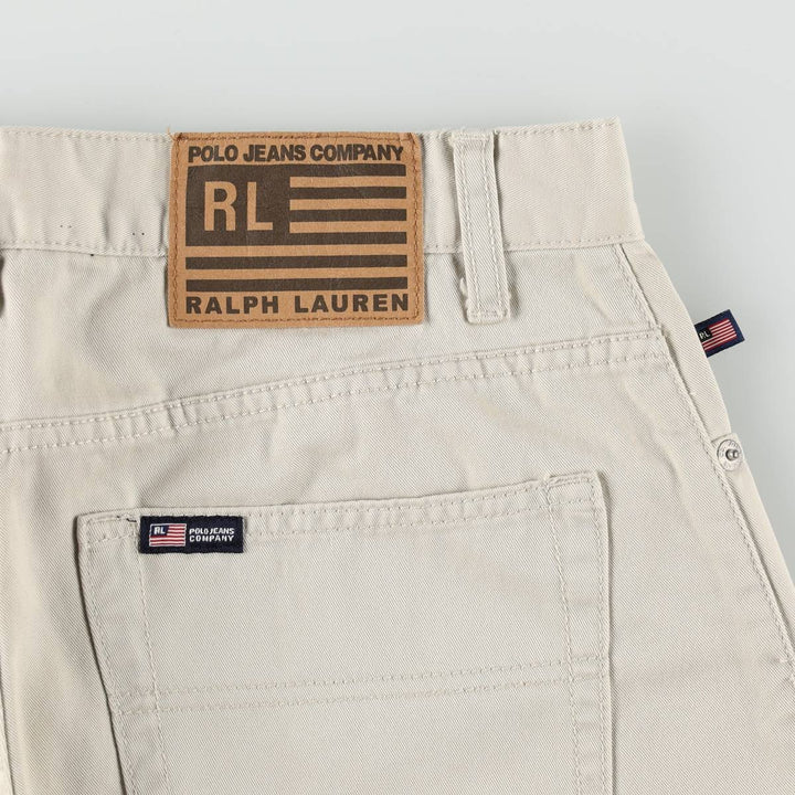 2000'S Ralph Lauren POLO JEANS COMPANY Chino Pants, Women's Size L (equivalent to W30) cotton ivory Vintage Second Hand