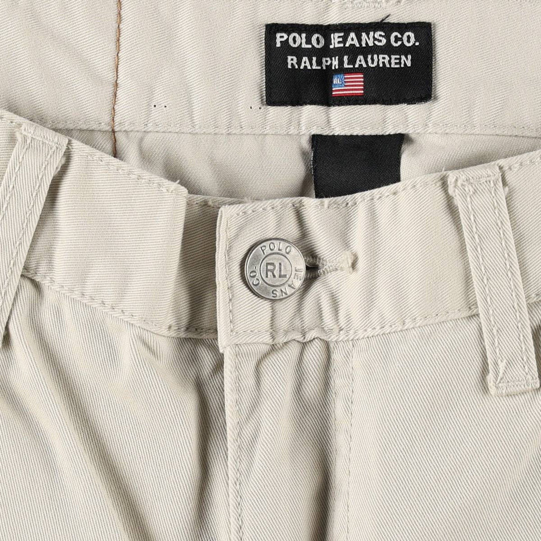 2000'S Ralph Lauren POLO JEANS COMPANY Chino Pants, Women's Size L (equivalent to W30) cotton ivory Vintage Second Hand