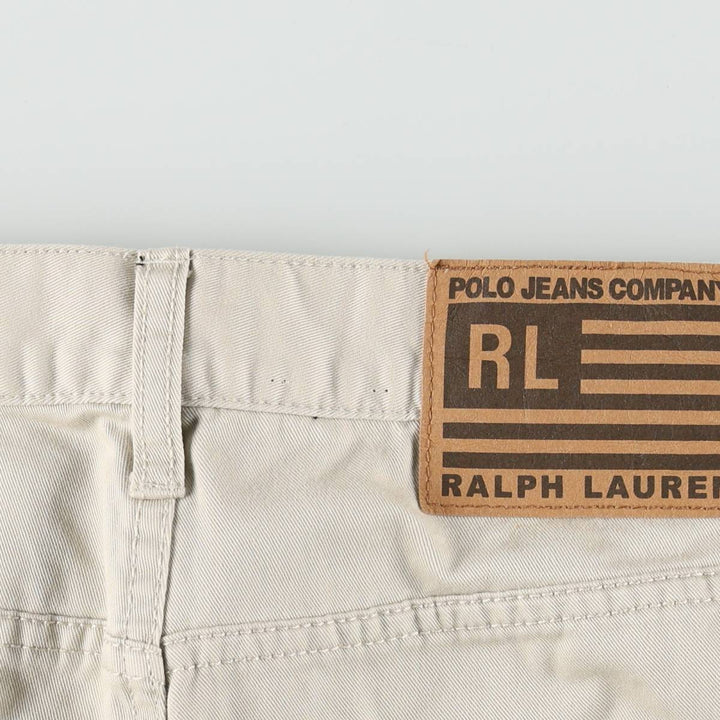 2000'S Ralph Lauren POLO JEANS COMPANY Chino Pants, Women's Size L (equivalent to W30) cotton ivory Vintage Second Hand