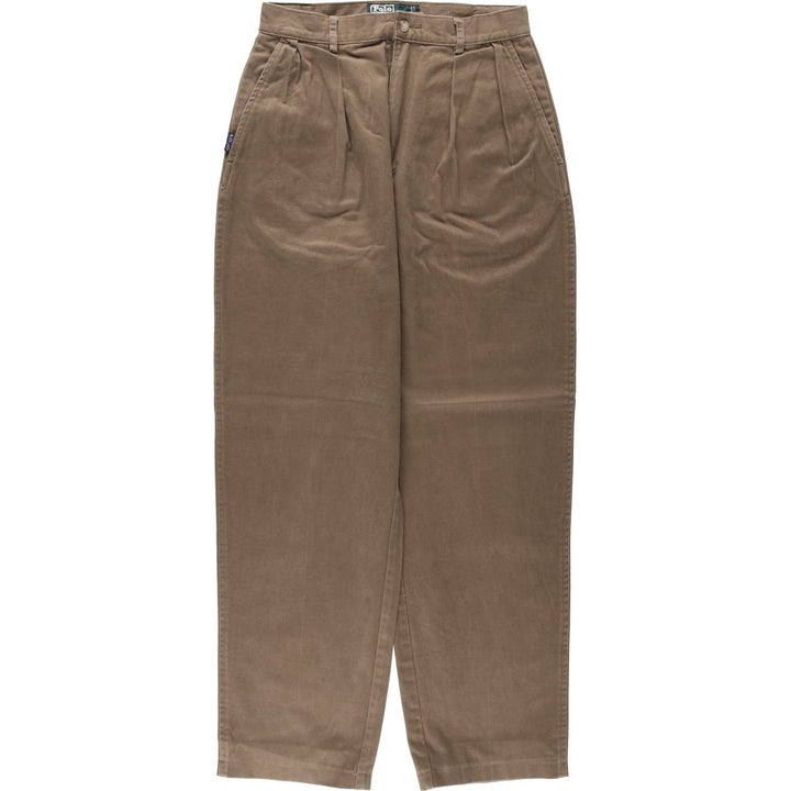 Vintage 1980'S Ralph Lauren POLO by Ralph Lauren two-pleat chino pants, women's size M (equivalent to W26). unclear brown type Vintage Second Hand