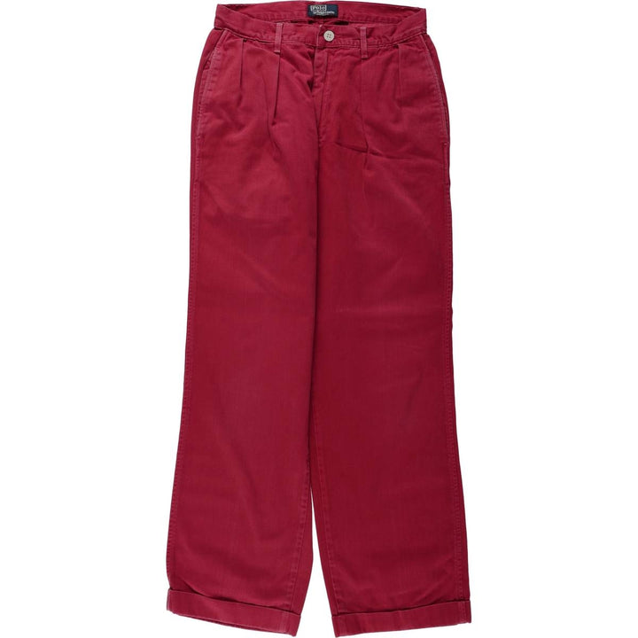 Ralph Lauren POLO by Ralph Lauren Two-Pleat Chino Pants, Made in USA, Women's Size L (W28 equivalent) unclear red type Vintage Second Hand