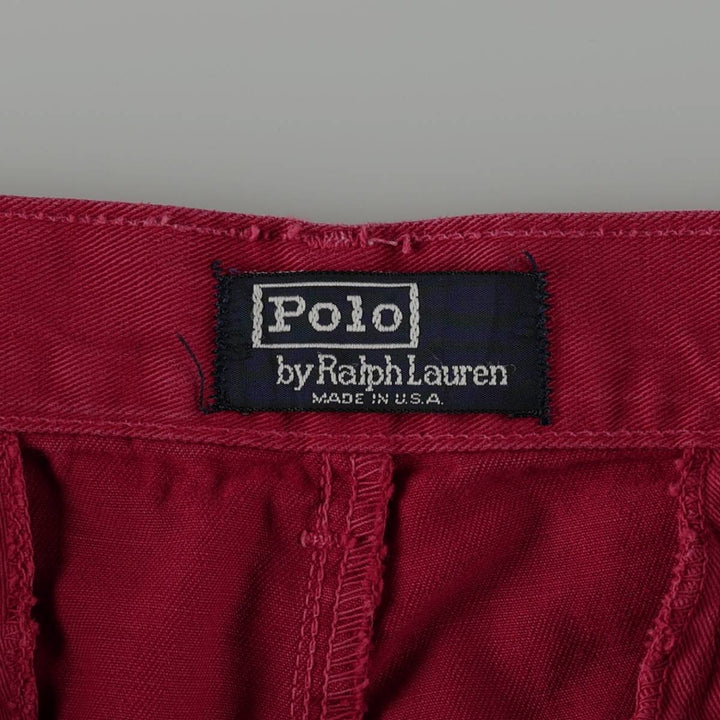 Ralph Lauren POLO by Ralph Lauren Two-Pleat Chino Pants, Made in USA, Women's Size L (W28 equivalent) unclear red type Vintage Second Hand