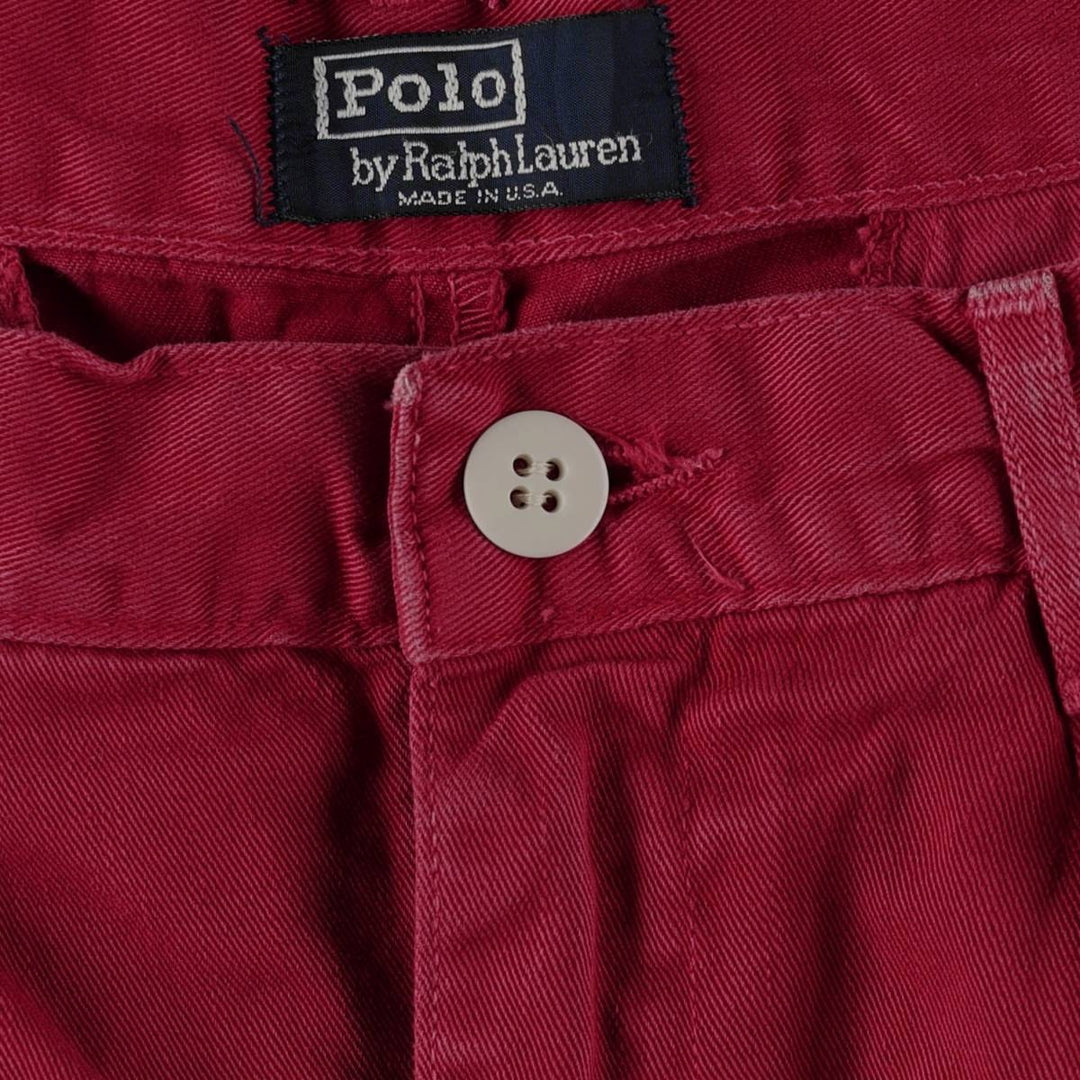 Ralph Lauren POLO by Ralph Lauren Two-Pleat Chino Pants, Made in USA, Women's Size L (W28 equivalent) unclear red type Vintage Second Hand