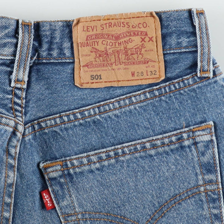 Levi's 501 Euro Model Straight Denim Pants, Women's Size M (W26 equivalent) cotton blue type Vintage Second Hand