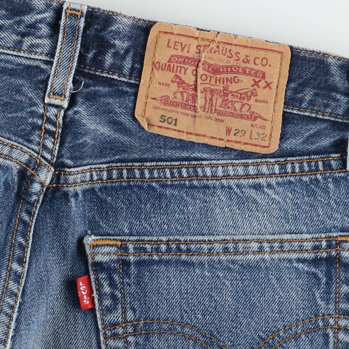 Levi's 501 Euro Model Straight Denim Pants, Made in France, Women's Size L (W28 equivalent) cotton blue type Vintage Second Hand