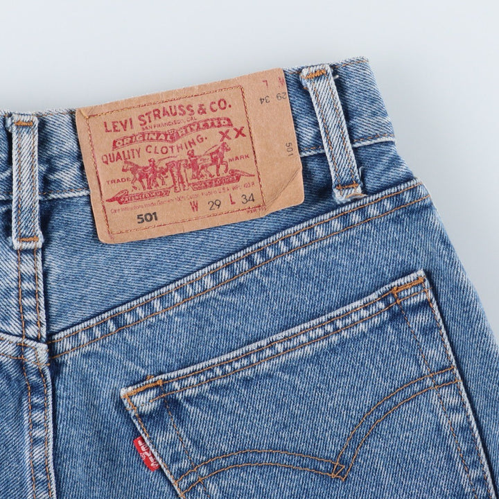 1990'S Levi's 501-0191 Straight Denim Pants, Made in USA, Women's Size L (equivalent to W27), Vintage cotton blue type Vintage Second Hand