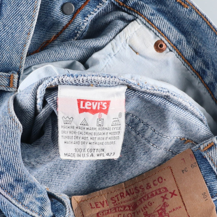 1990'S Levi's 501-0191 Straight Denim Pants, Made in USA, Women's Size L (equivalent to W27), Vintage cotton blue type Vintage Second Hand