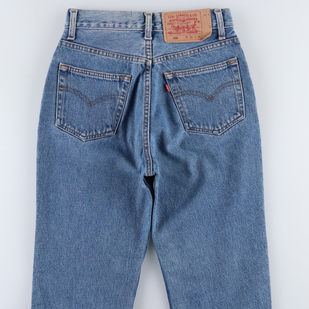 1990'S Levi's 501-0191 Straight Denim Pants, Made in USA, Women's Size L (equivalent to W27), Vintage cotton blue type Vintage Second Hand