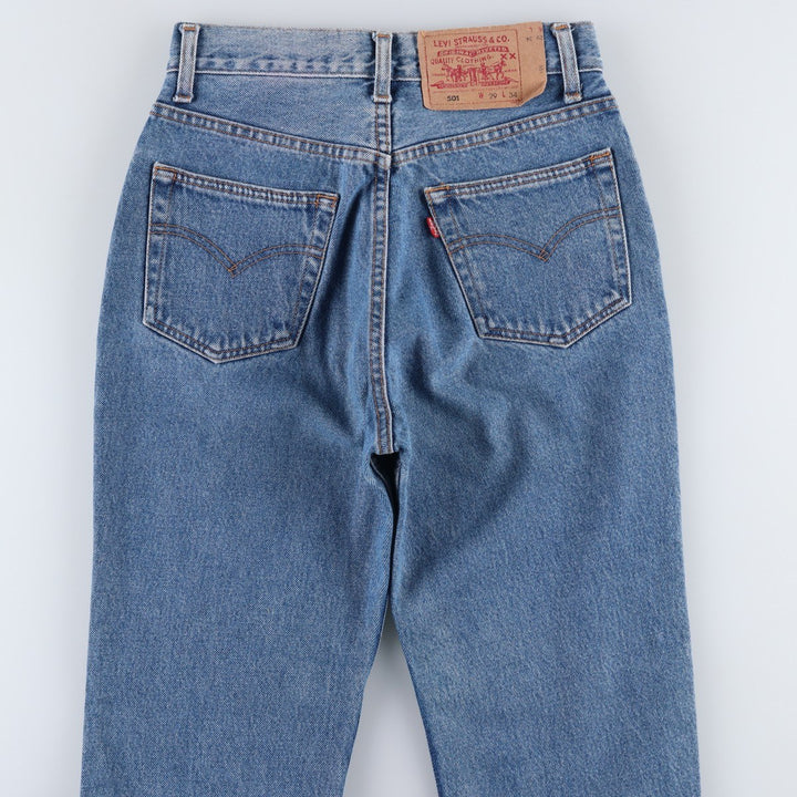 1990'S Levi's 501-0191 Straight Denim Pants, Made in USA, Women's Size L (equivalent to W27), Vintage cotton blue type Vintage Second Hand