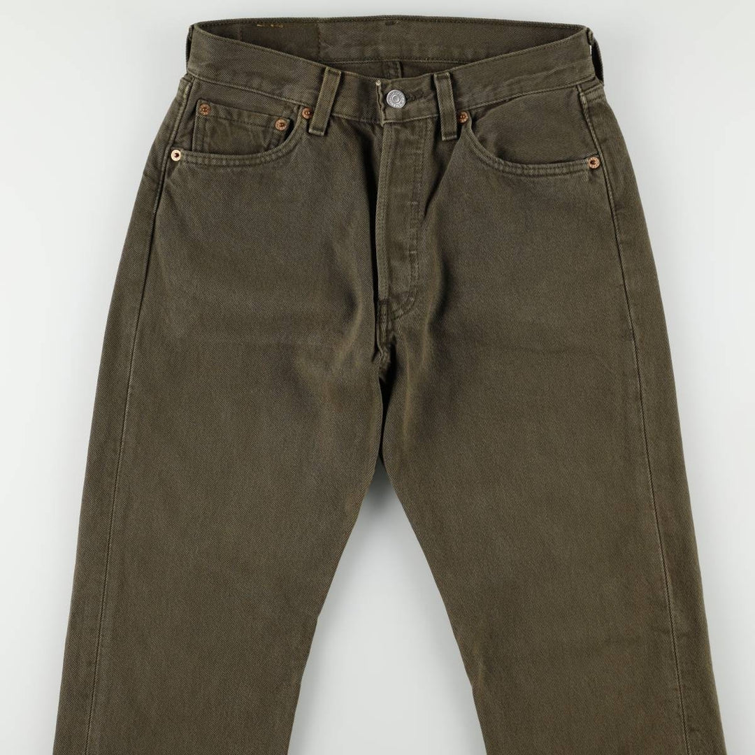 2000'S Levi's 501 Straight Denim Pants, Made in USA, Women's Size L (W27) cotton Khaki type Vintage Second Hand