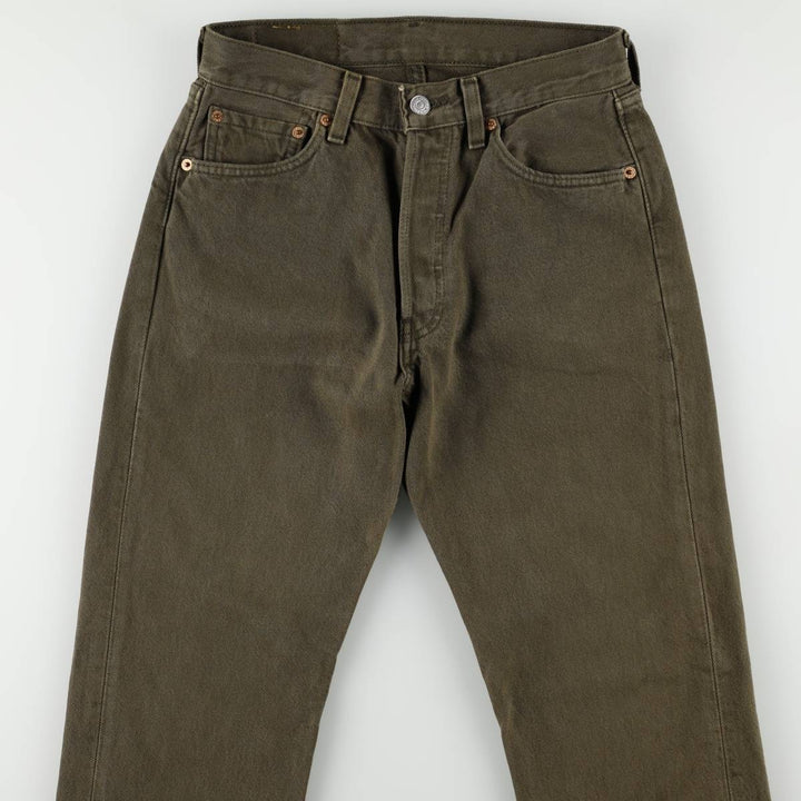 2000'S Levi's 501 Straight Denim Pants, Made in USA, Women's Size L (W27) cotton Khaki type Vintage Second Hand