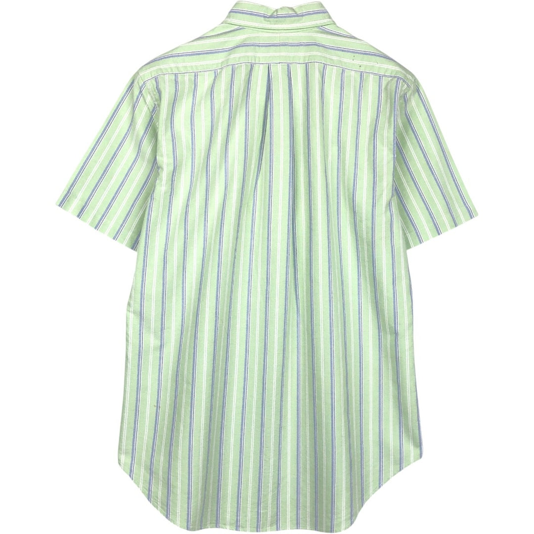 Ralph Lauren Classic Fit Short Sleeve Button Down Striped Shirt Men's M cotton green type yellow green Vintage Second Hand