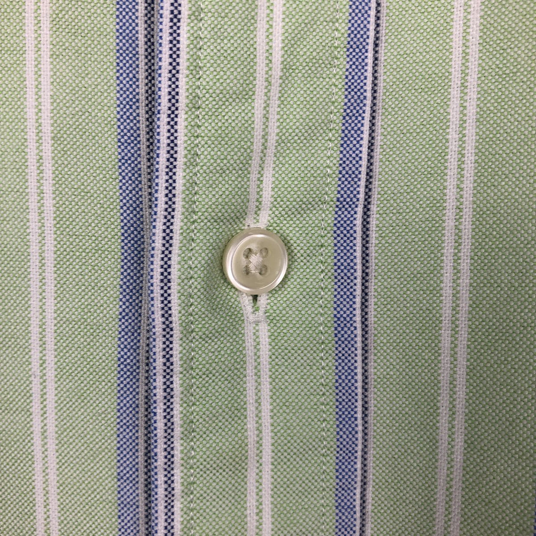 Ralph Lauren Classic Fit Short Sleeve Button Down Striped Shirt Men's M cotton green type yellow green Vintage Second Hand