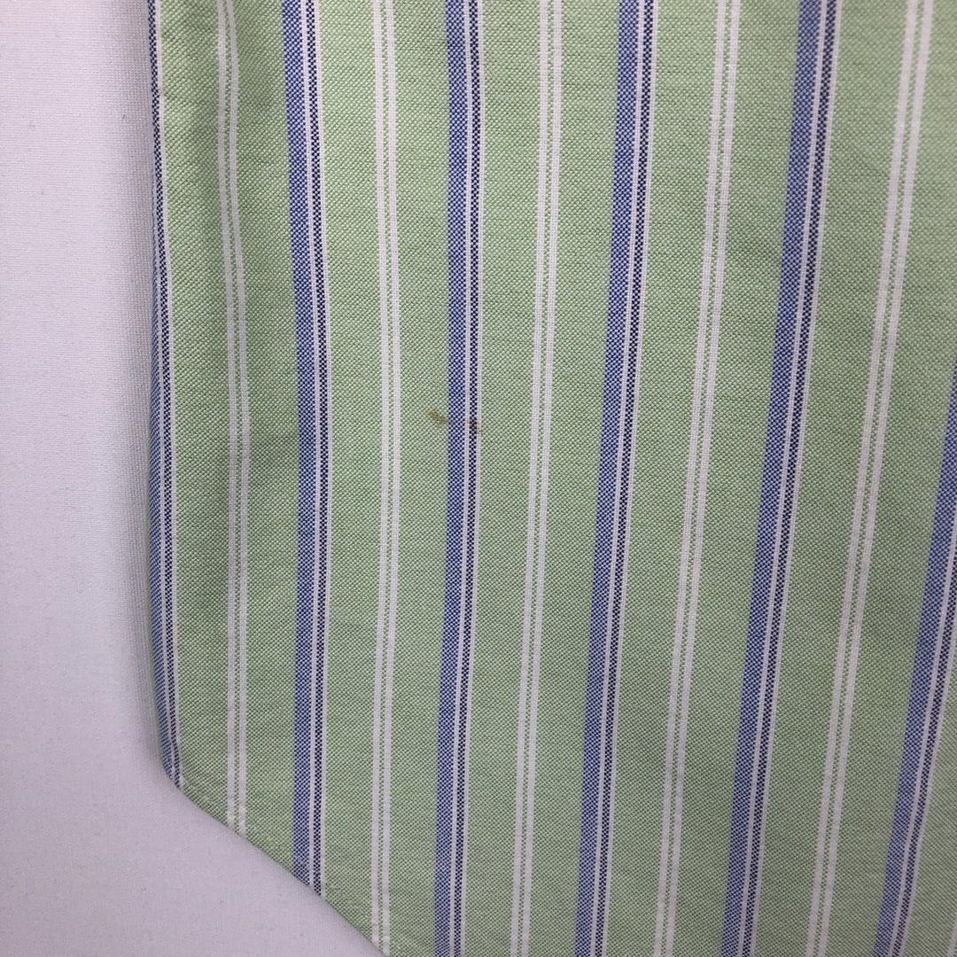 Ralph Lauren Classic Fit Short Sleeve Button Down Striped Shirt Men's M cotton green type yellow green Vintage Second Hand