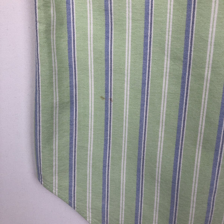 Ralph Lauren Classic Fit Short Sleeve Button Down Striped Shirt Men's M cotton green type yellow green Vintage Second Hand
