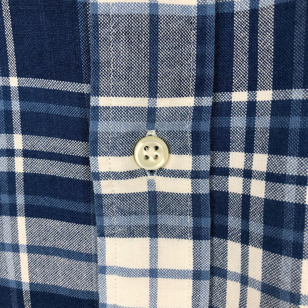 Ralph Lauren short-sleeved button-down check shirt, boxy fit, men's size XXL equivalent. cotton blue type Vintage Second Hand