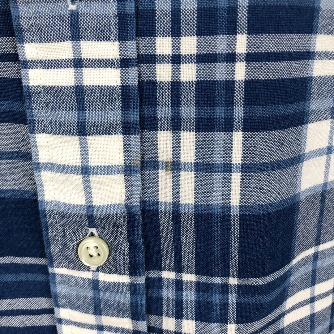 Ralph Lauren short-sleeved button-down check shirt, boxy fit, men's size XXL equivalent. cotton blue type Vintage Second Hand