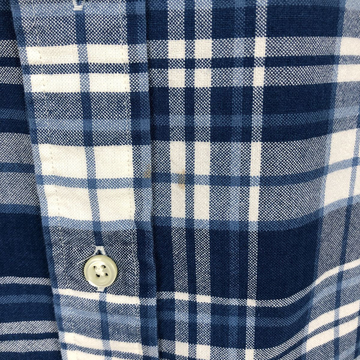 Ralph Lauren short-sleeved button-down check shirt, boxy fit, men's size XXL equivalent. cotton blue type Vintage Second Hand