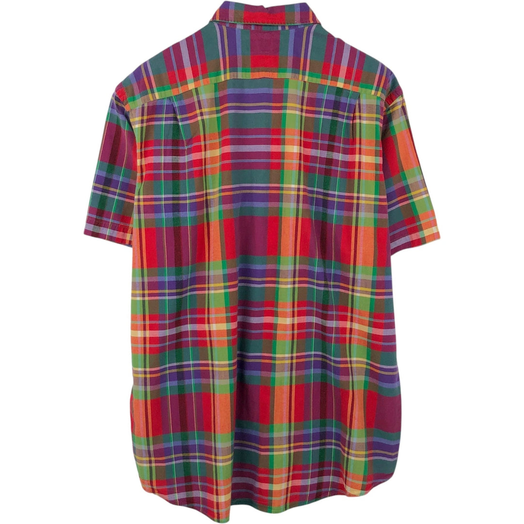 Ralph Lauren POLO by Ralph Lauren Madras Check Short-Sleeve Cotton Check Shirt, Men's Size XL (approx.) cotton red type Vintage Second Hand