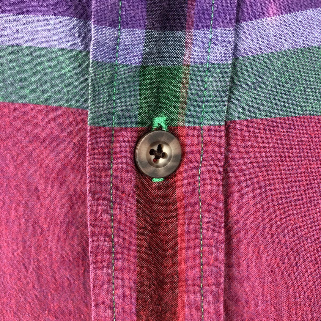 Ralph Lauren POLO by Ralph Lauren Madras Check Short-Sleeve Cotton Check Shirt, Men's Size XL (approx.) cotton red type Vintage Second Hand