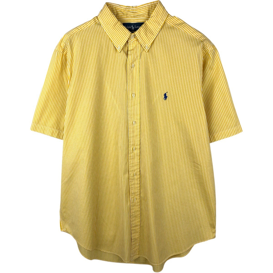 Ralph Lauren Classic Fit Short Sleeve Button Down Striped Shirt Men's XL cotton yellow type Vintage Second Hand