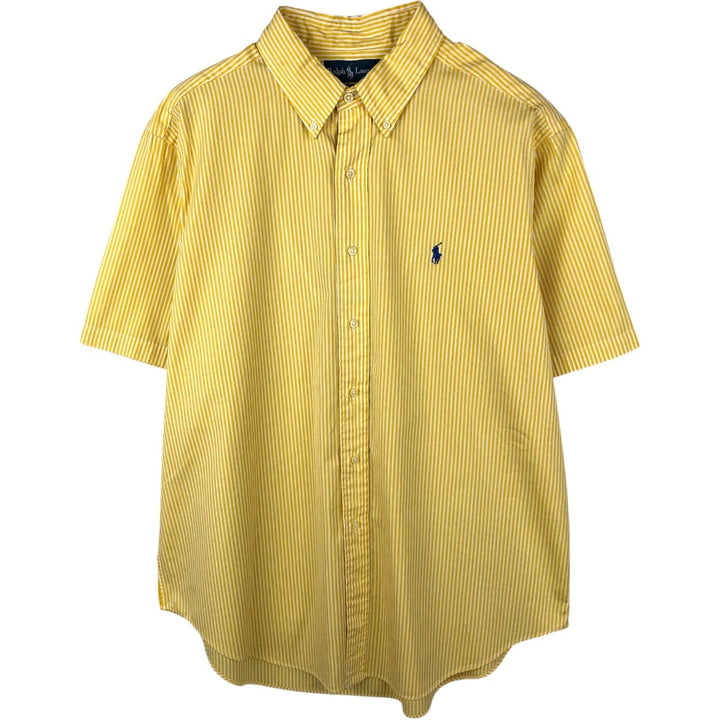 Ralph Lauren Classic Fit Short Sleeve Button Down Striped Shirt Men's XL cotton yellow type Vintage Second Hand